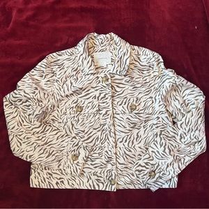 Anthropologie zebra jean jacket XL